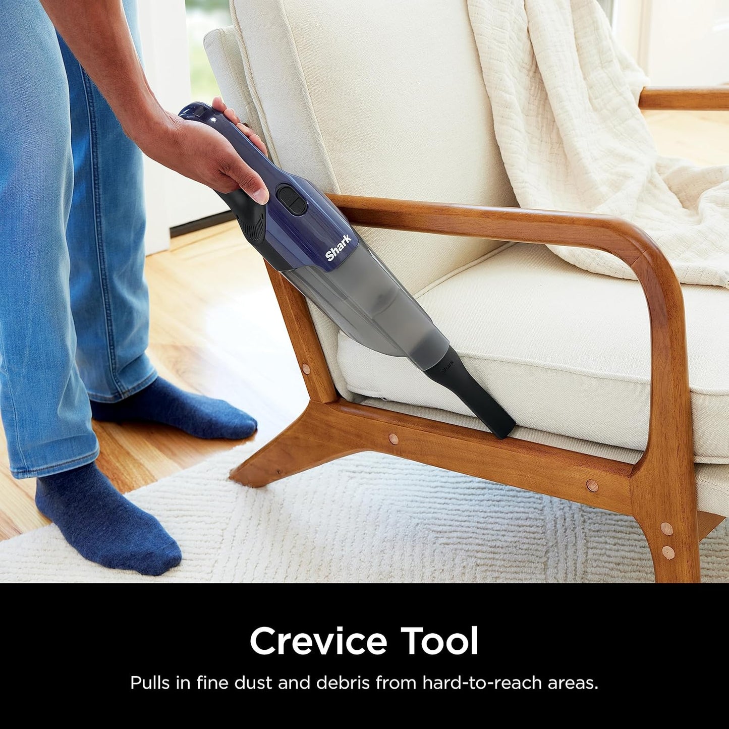 Shark Cyclone Handheld Vacuum - Powerful HyperVelocity Suction with 8" Crevice Tool | Navy Blue/Grey