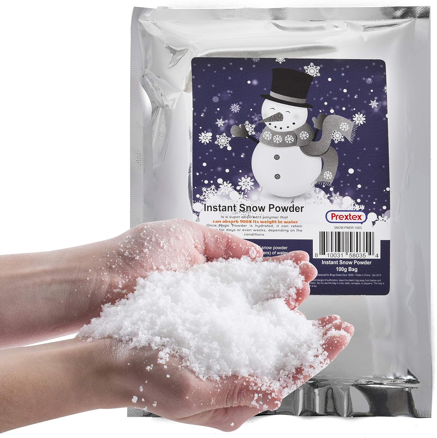 PREXTEX Instant Snow Powder - Create 2 Gallons of Realistic Artificial Snow - Ideal for Winter Decor & Holiday Crafts