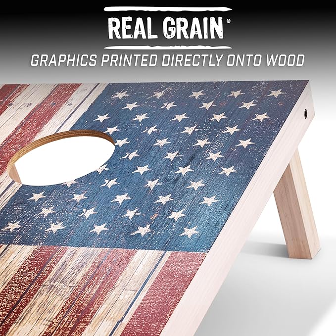GoSports 4 x 2 ft Regulation Size Wood Cornhole Boards - 10 Vintage Wood Designs (Choose Your Style)