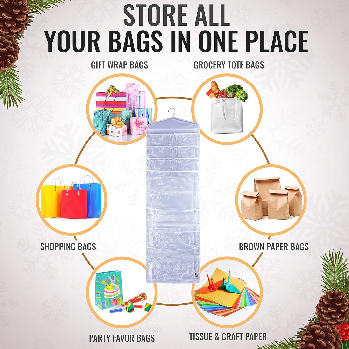 Skiennix Double-Sided Gift Bag Organizer - Large White Tissue Paper Holder