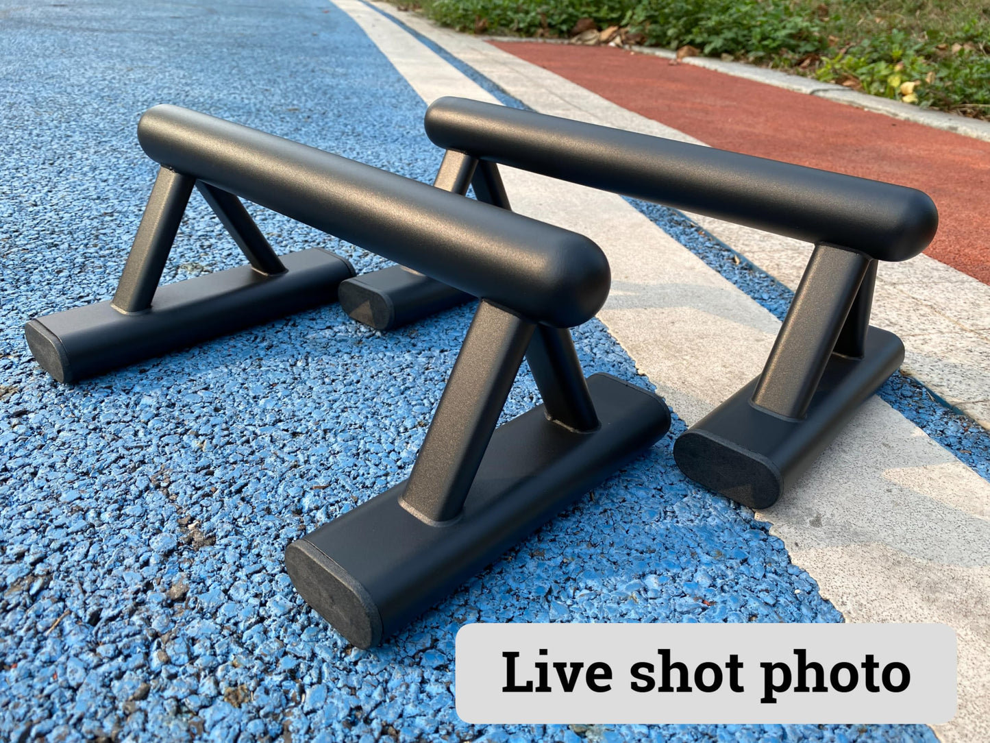 SELEWAERE Metal Parallettes Floor Workout Push Up Handles Non-Slip Pushup Bars Handstand Bars for Calisthenic Fitness Sturdy Steel Tubing Structure with Matte Paint Finish, Load up to 600 lbs
