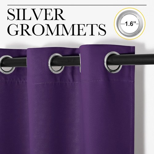 NICETOWN Blackout Curtains - Thermal Insulated Solid Ring Top Drapes | Set of 2, 42 x 63 Inch, Royal Purple