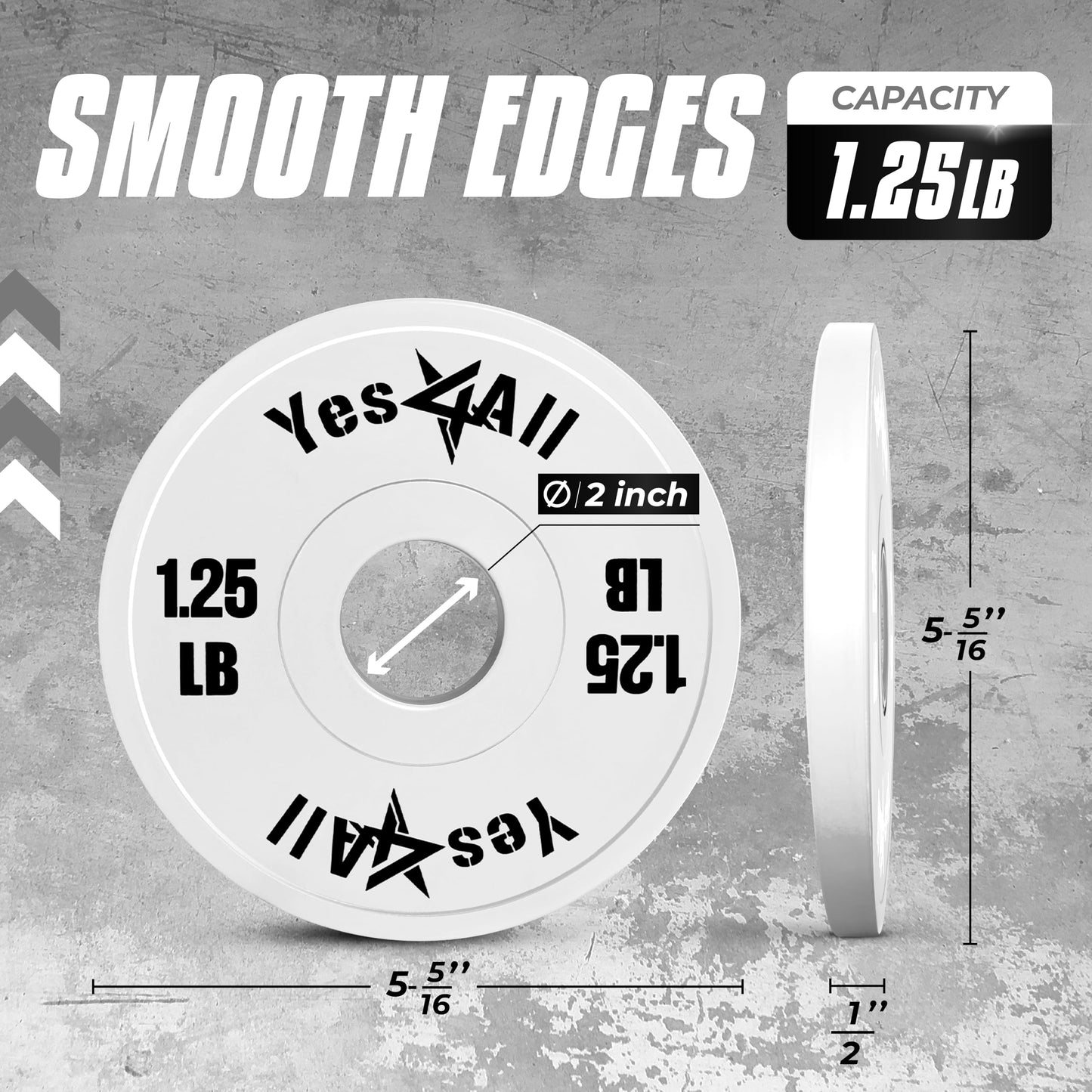 YES4ALL Fractional Weight Plates, 1.25LB Set of 2 Rubber Change Plates Weightlifting, 2-inch Micro Weights for Olympic Barbell