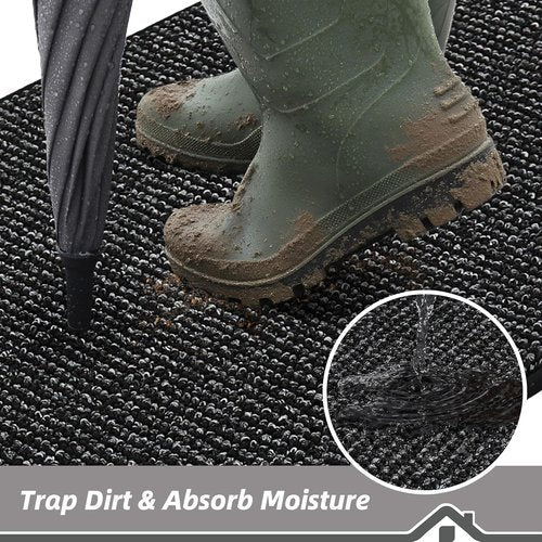 BEQHAUSE Dirt Trapper Door Mat - Non-Slip, Washable, Absorbent Entrance Mat | 20" x 48", Black