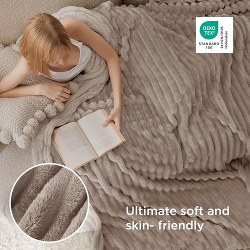Bedsure GentleSoft Light Brown Full Blanket - Cozy Soft Fleece Throw for Couch, 84x90 Inches