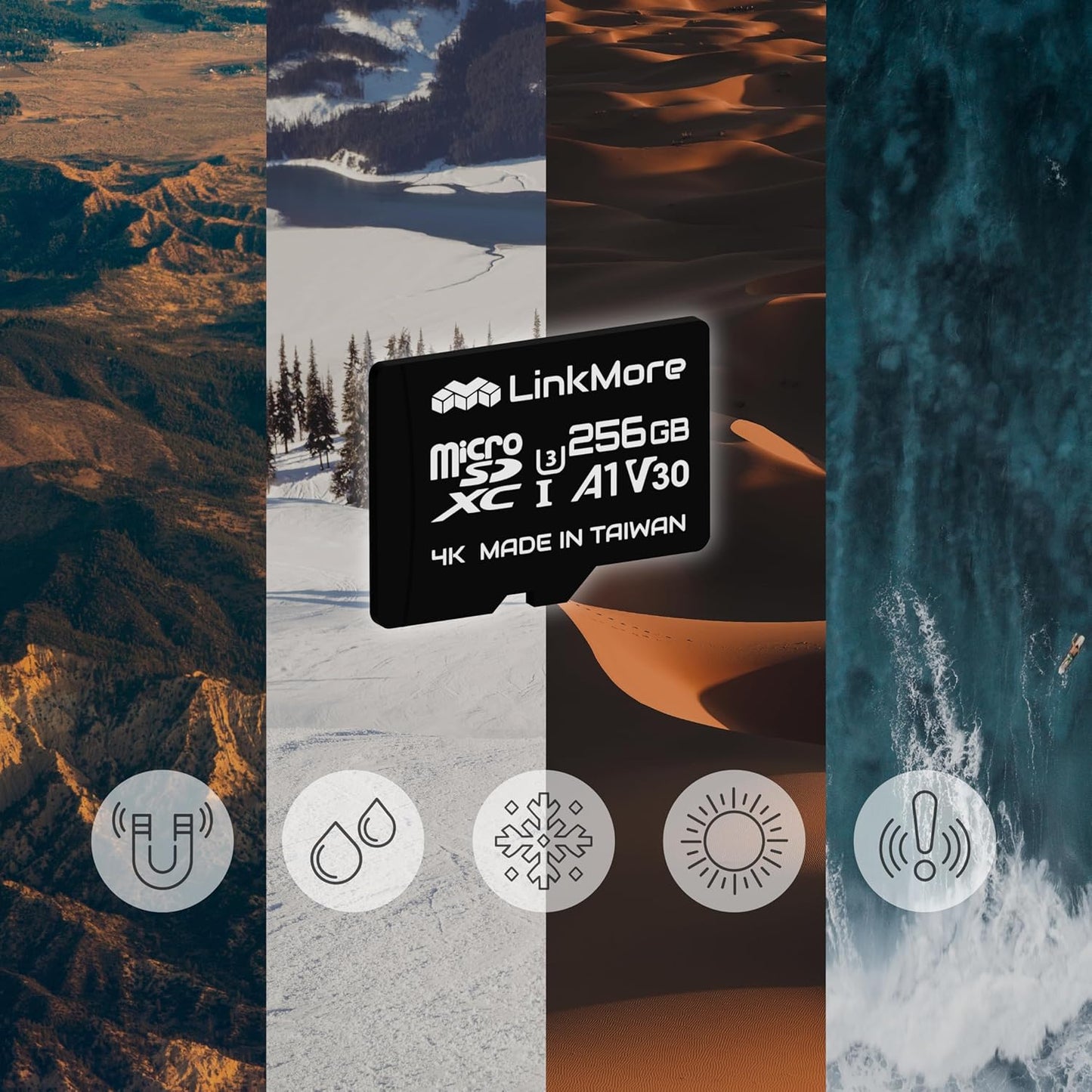 LinkMore 256GB XV13 A1, U3, V30, 10 100 70 Micro SDXC Card, Agon Lite, UHS-I, Class Compatible, Read Speed Up
