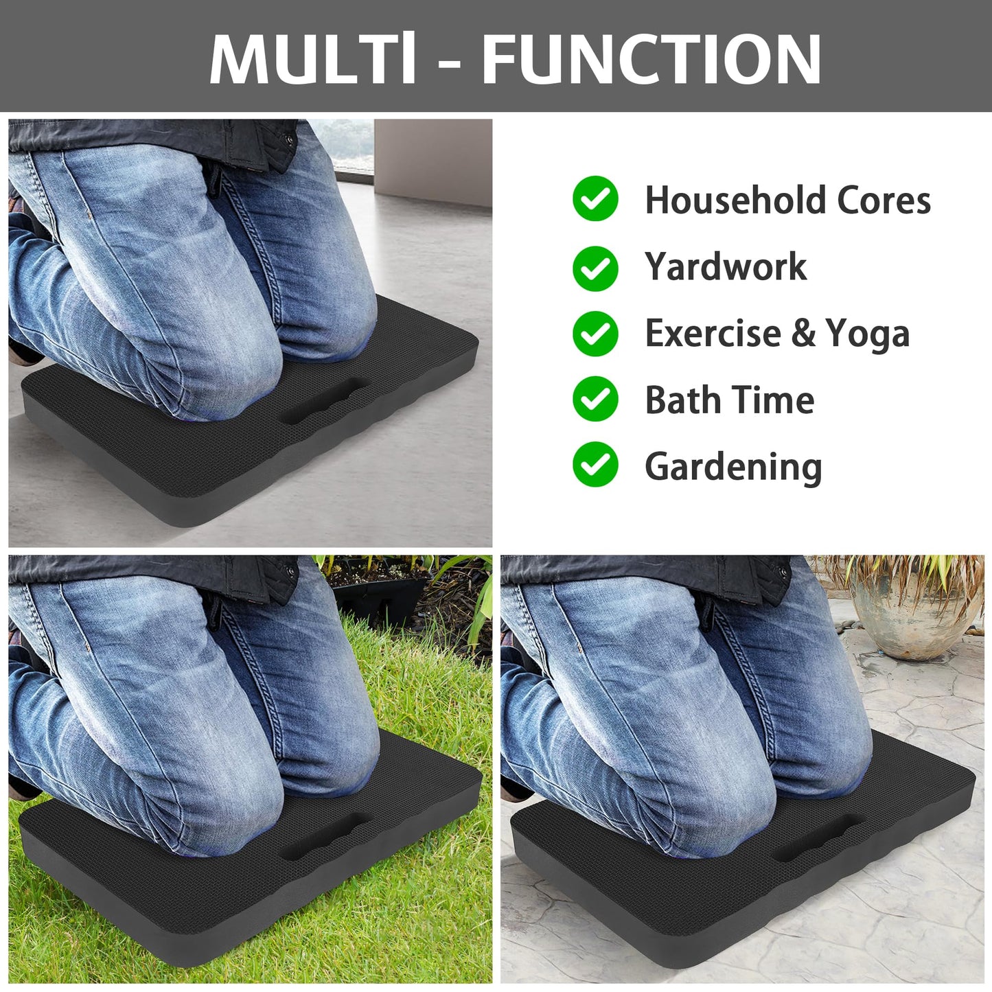 HOOPLE Extra Thick Kneeling Pad 2 Pack, Large Foam Kneeling Cushion for Gardening, Bath, Exercise, Yoga & Garage Work, Waterproof Comfort Knee Mat, Durable Outdoor Garden Kneeler 17.5 x 11 x 1 Inch