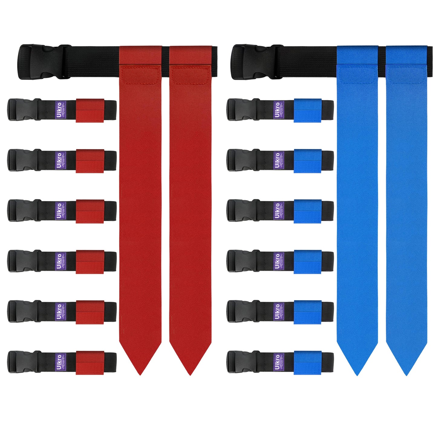 Uikro Flag Football Belts, 14 Player Adjustable Flag Football Set for Sports Training Competition (Red & Blue)