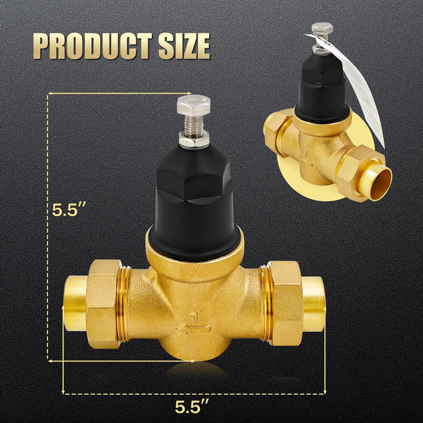 1-NR3XL 1" NR3XLDU Water Pressure Reducing Valve with 1 Rolls Teflon Tape, Double Union FNPT Connection, Water Savings And Energy Savings, for Home & Commercial Use