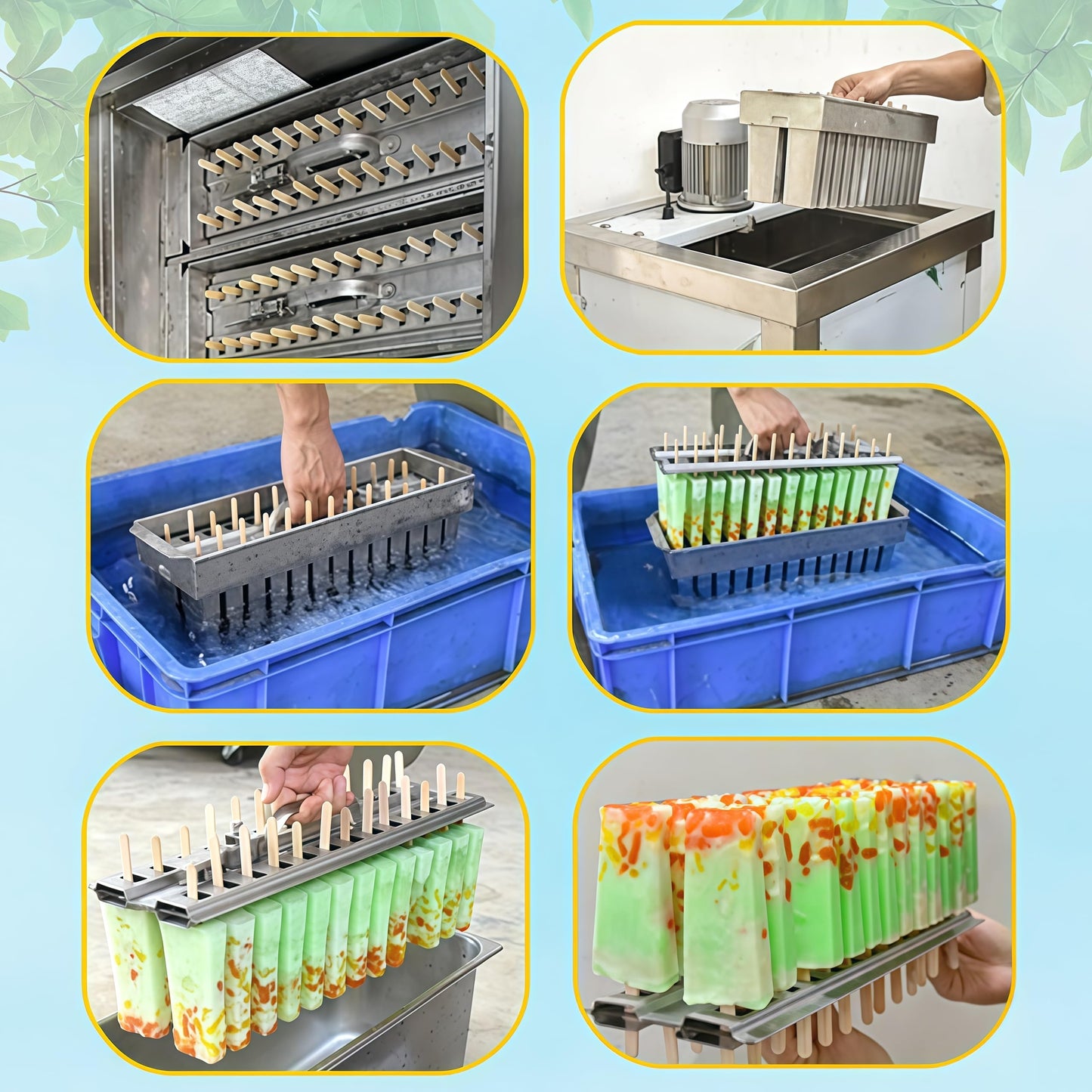 Kolice Commercial Brazilian Slim Molds Popsicle Machine, Ice Bars Machine, Ice Lolly Sticks Machine, Ice Lollipop Machine with 2 Slim Molds and 1 Aligner,123ml/each stick