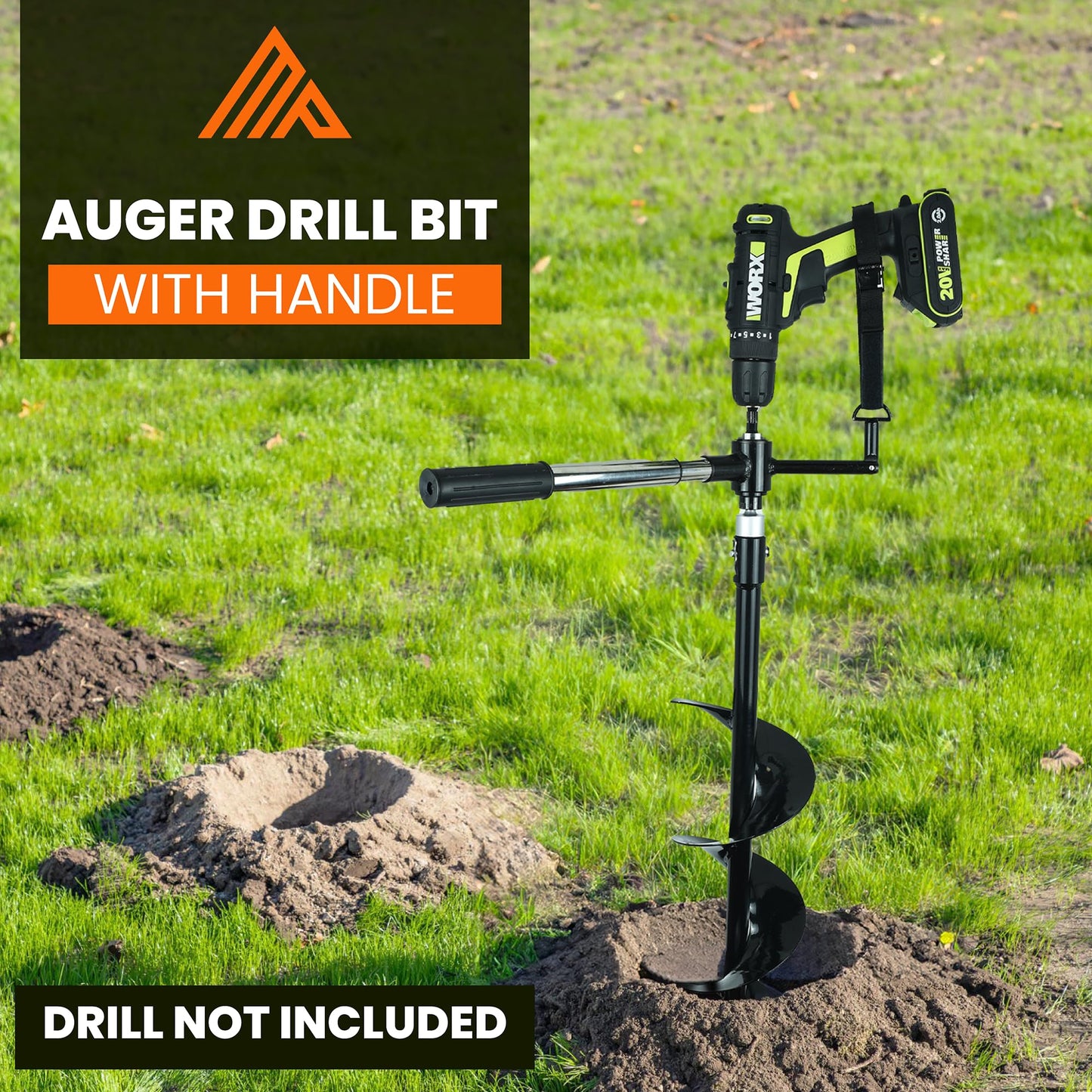 Earth Auger - 6" Wide x 32" Deep - Electric Post Hole Digger - Handles - Hole Digger for Fence Posts