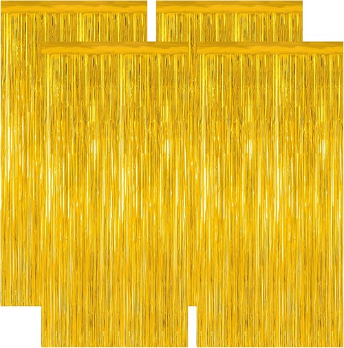 Gold Grad Curtains by [Brand Name] - 4 Pack Metallic Backdrop for 2026 Graduation Party | 3.28 x 7.05 Feet