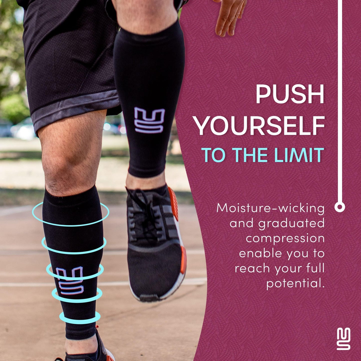 Modetro Sports Calf Compression Sleeves - Leg Sleeves for Men and Women - Support Brace for Running Flights Shin Splints