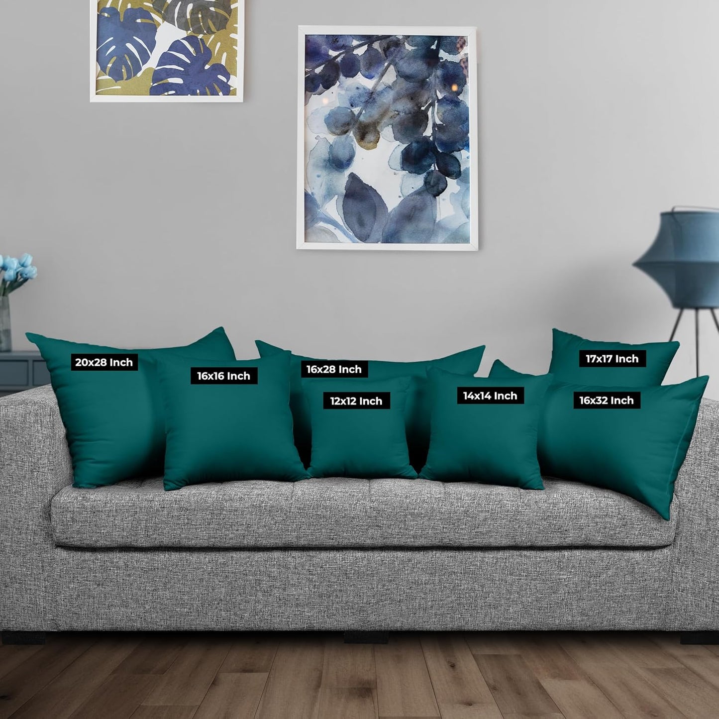 Utopia Bedding 16x16 Pillow Inserts - Set of 2 Dark Teal Decorative Throw Pillows for Sofa & Couch - Soft & Supportive Cushions