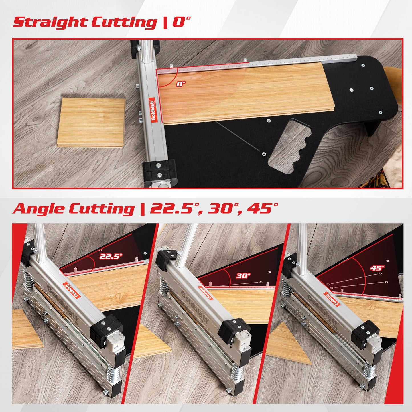 Goldblatt 13" Laminate Floor Cutter, Professional Vinyl Floor Cutter, Aluminum Alloy Body, Tungsten Steel Blade - Cuts Parquet, Engineered Hardwood, VCT, LVT, SPC, PVC, LVP, WPC