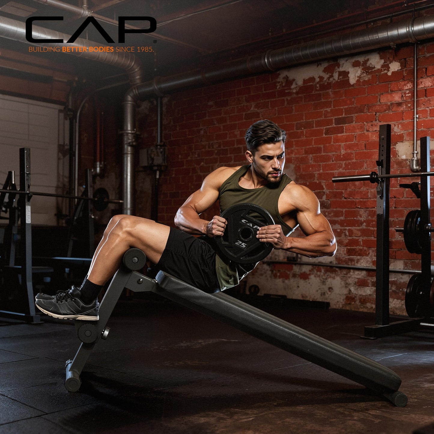 CAP Barbell Sit Up Bench – Adjustable Decline Ab Bench for Home Gym – Multi-Purpose Slant Board for Core Strength, Sit-Ups, and Full-Body Workouts
