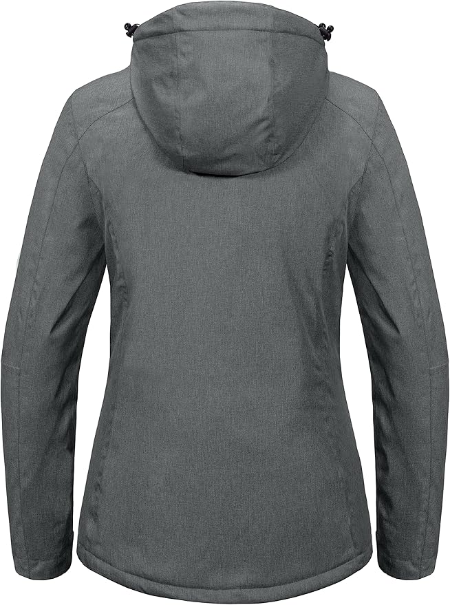 Little Donkey Andy Women's Waterproof Hiking Skiing Jacket with Removable Hood, Fleece Lined Winter Warm Rain Coat