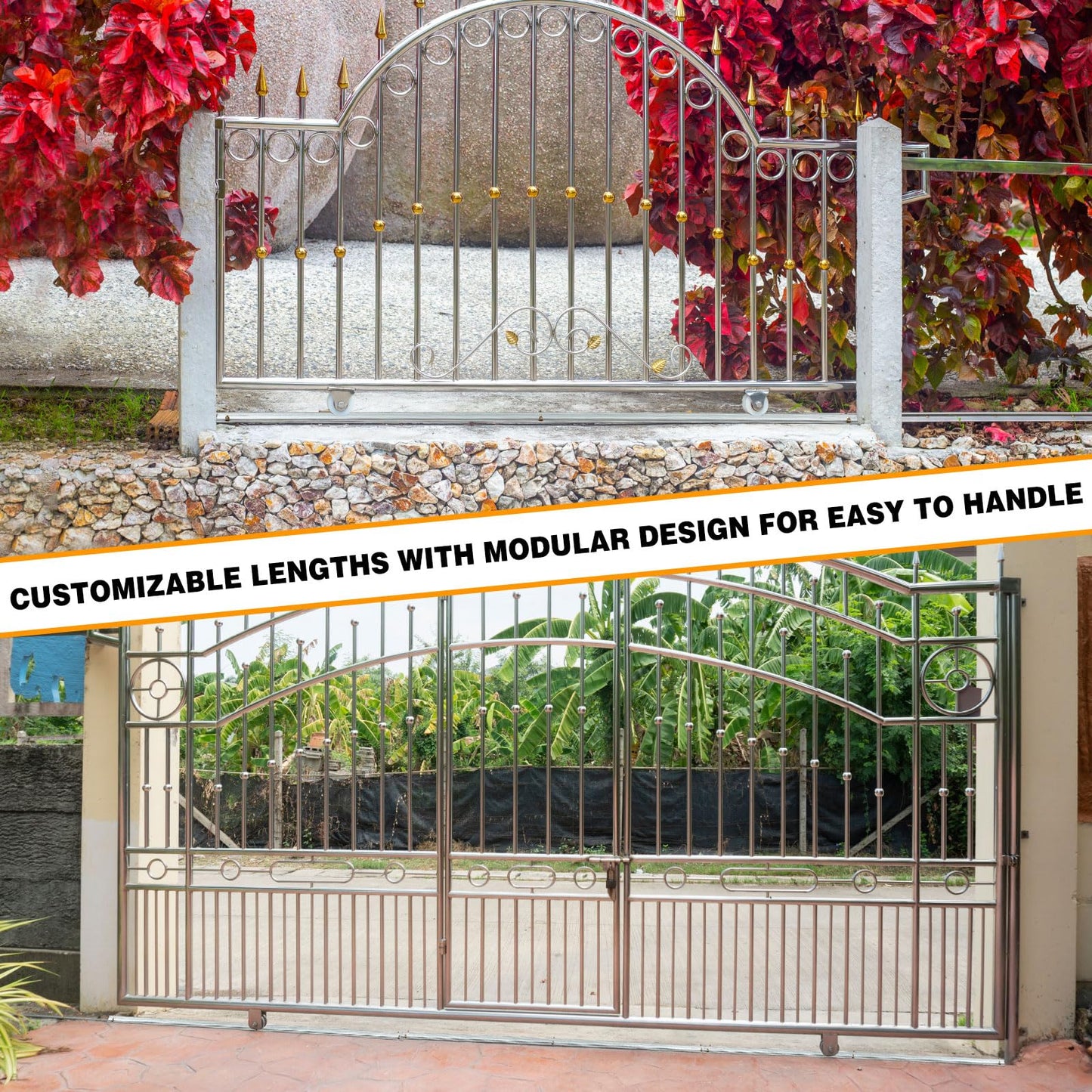 Otoolling 24 FT V-Track Galvanized Inverted V Track for Sliding Gate Rollers with Hardware Kit Heavy Duty Sliding Door Track Rail for Driveway Gate, Car Entry Door, Barn Doors and Outdoor Applications