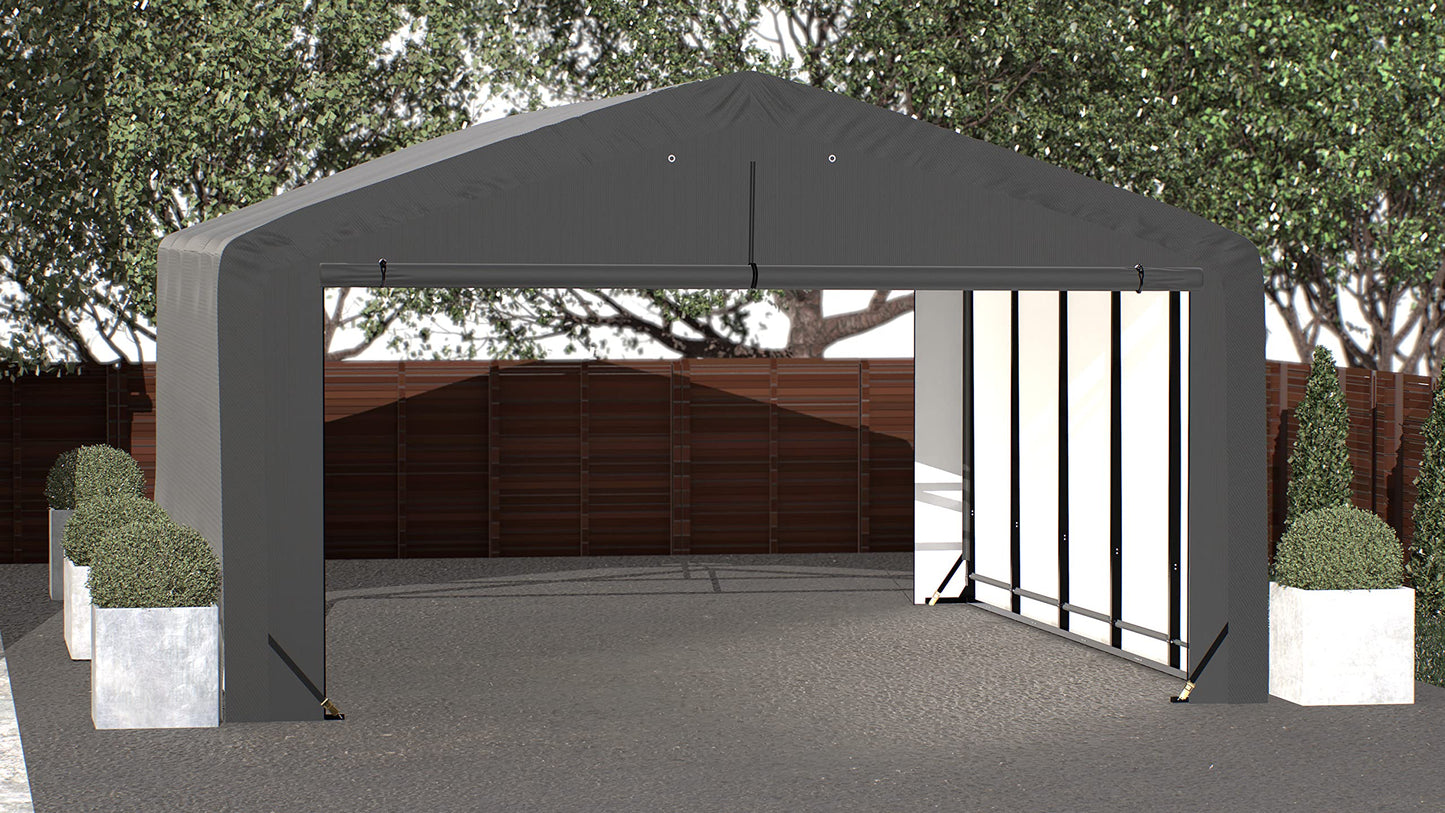 ShelterLogic ShelterTube Garage & Storage Shelter, 20' x 23' x 12' Heavy-Duty Steel Frame Wind and Snow-Load Rated Enclosure, Gray