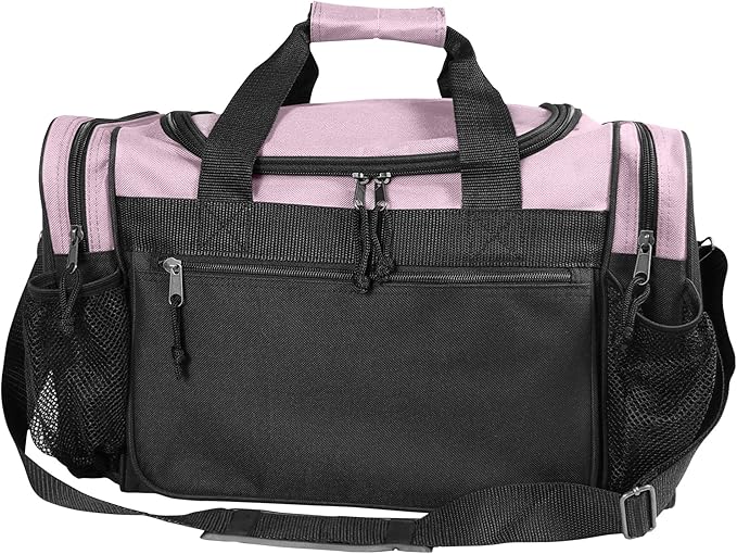 DALIX 17" Duffle Bag Dual Front Mesh Pockets (Black Gold Gray Dark Green Navy Blue Maroon Royal Blue Orange Pink Purple Red White