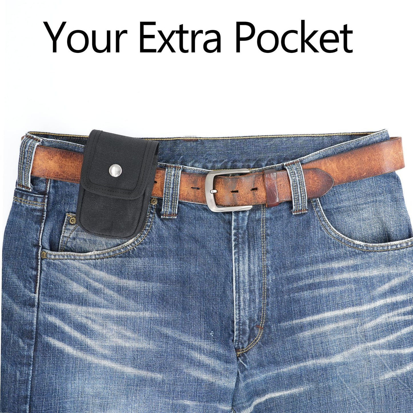 diodrio 2 Pack EDC Belt Pouches for Men Women, Small Utility Holster Pouches with Belt Loop for Hiking, Fishing, Camping, Snap Closure, Classic Waxed Canvas, Black Small