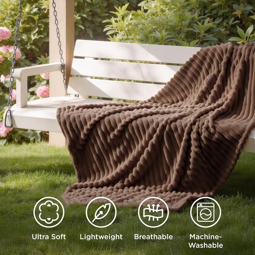 Bedsure GentleSoft Brown Fleece Blanket - Cozy 60x80 Inch Throw for Couch and Home Decor
