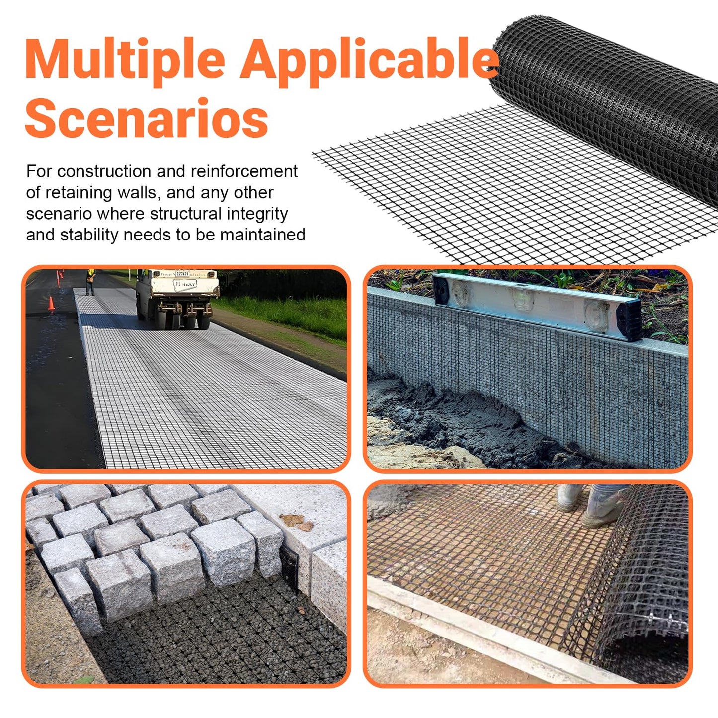 Bi-Directional Geogrid for Retaining Wall 3ft x 164ft,Geogrid Used for Driveway,Retaining wall
