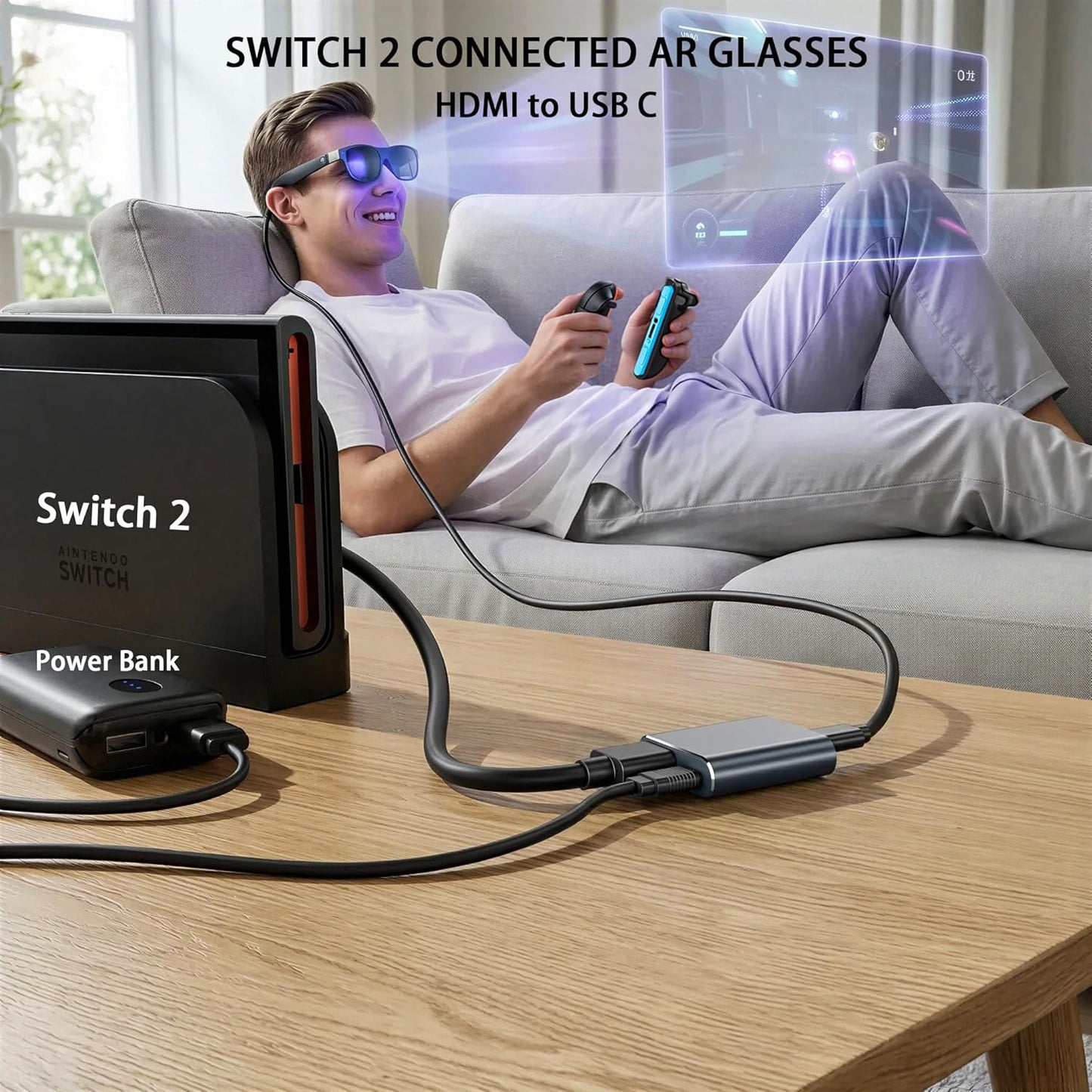 KIHENG 4K 60Hz 2, PS4/5, HDMI to USB-C Adapter, HDMI to Type C Adapter for XREAL One/Viture/RayNeo Air/Rokid AR Glasses