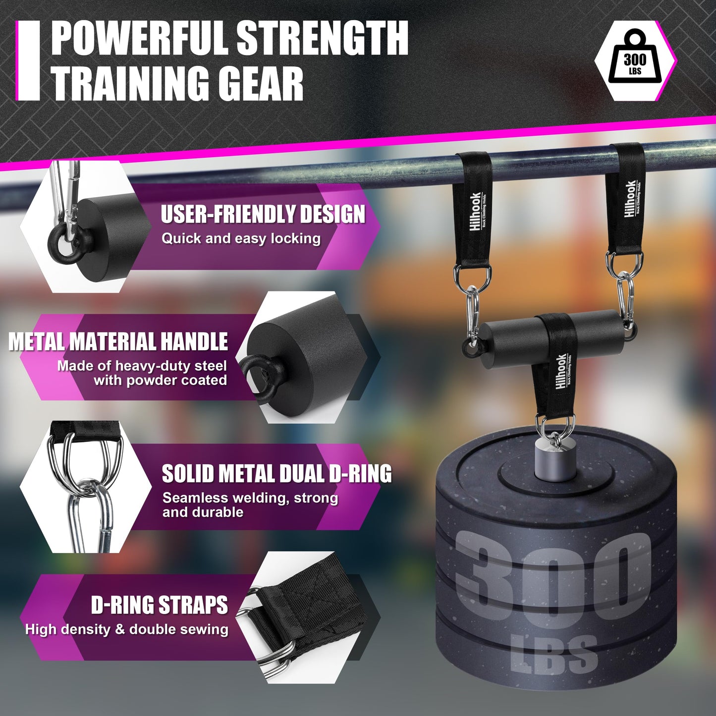 Hilhook Pull Up Climbing Hold Grips, Non-Slip Rock Climbing Holds Training Set for Finger, Forearm, Core Strength and Back Muscles Training