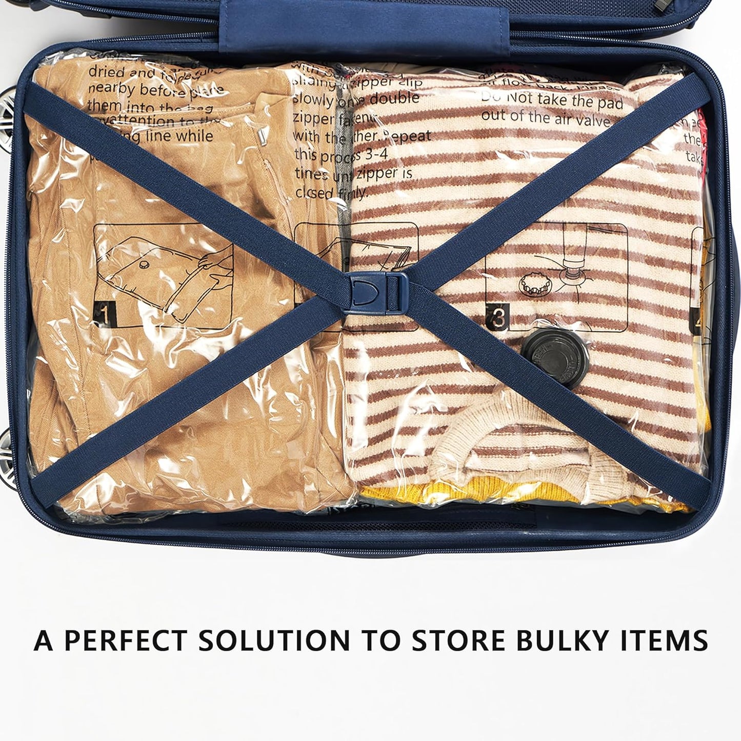 Skiennix Vacuum Storage Bags - Compression Packing Space Saver for Clothing & Bedding | 8 Large Bags