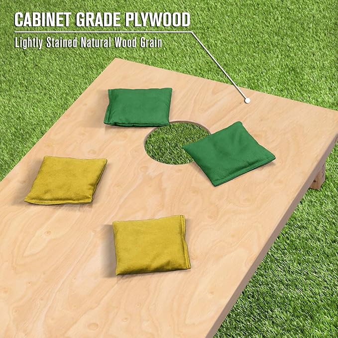GoSports Regulation Size Wooden Cornhole Set with Natural Wood Finish - Includes Carrying Case