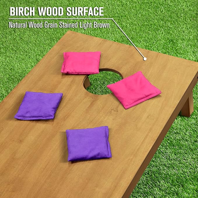 GoSports 4 ft x 2 ft Regulation Size Wooden Cornhole Boards Set - Includes Carrying Case - Full Regulation Size Bean Bag Toss Boards