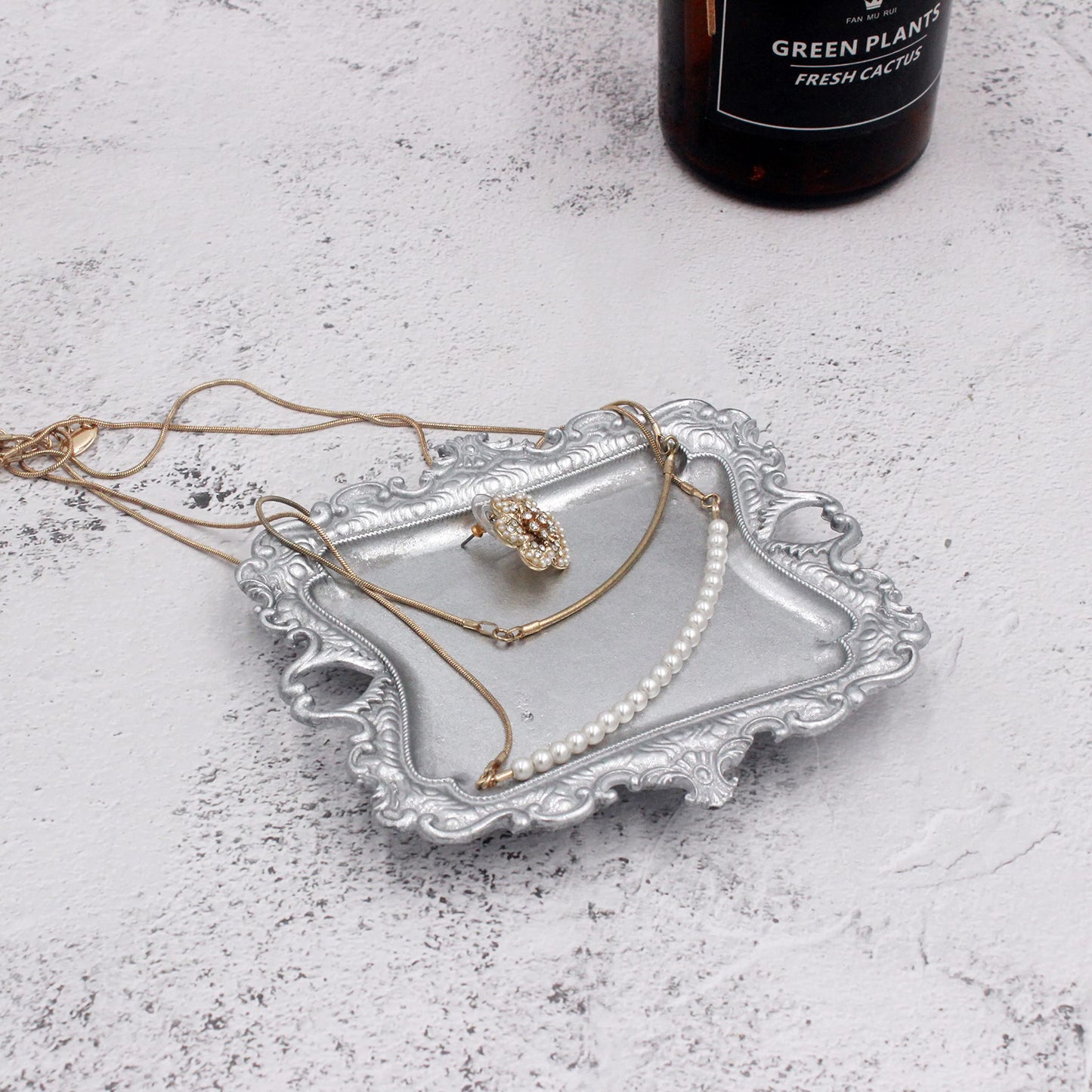 Vintage Small Sliver Ring Dish, Birthday & Wedding Gifts for Women，Wedding Ring Tray -Sliver (1 Pack)
