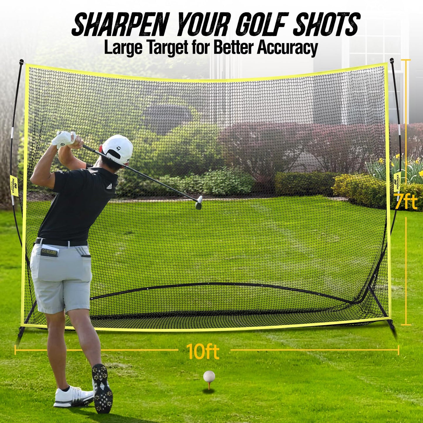 PodiuMax Golf Net, 10x7ft Golf Practice Net, Hitting Nets for Backyard Garage, Improve Chipping Putting Pitching, Gift for Men & Golfers