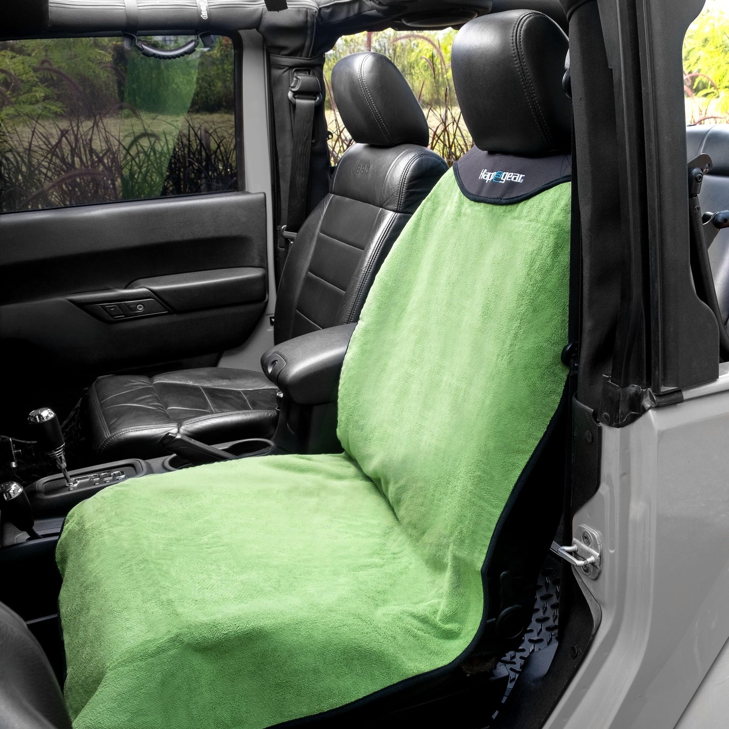 HAPPEGEAR Happeseat Waterproof Car Seat Cover & Protector – Universal Fit Car Seat Towel Cover – Non-Slip Backing, Easy Install & Storage, Machine Washable, Fits Front & Back, Green