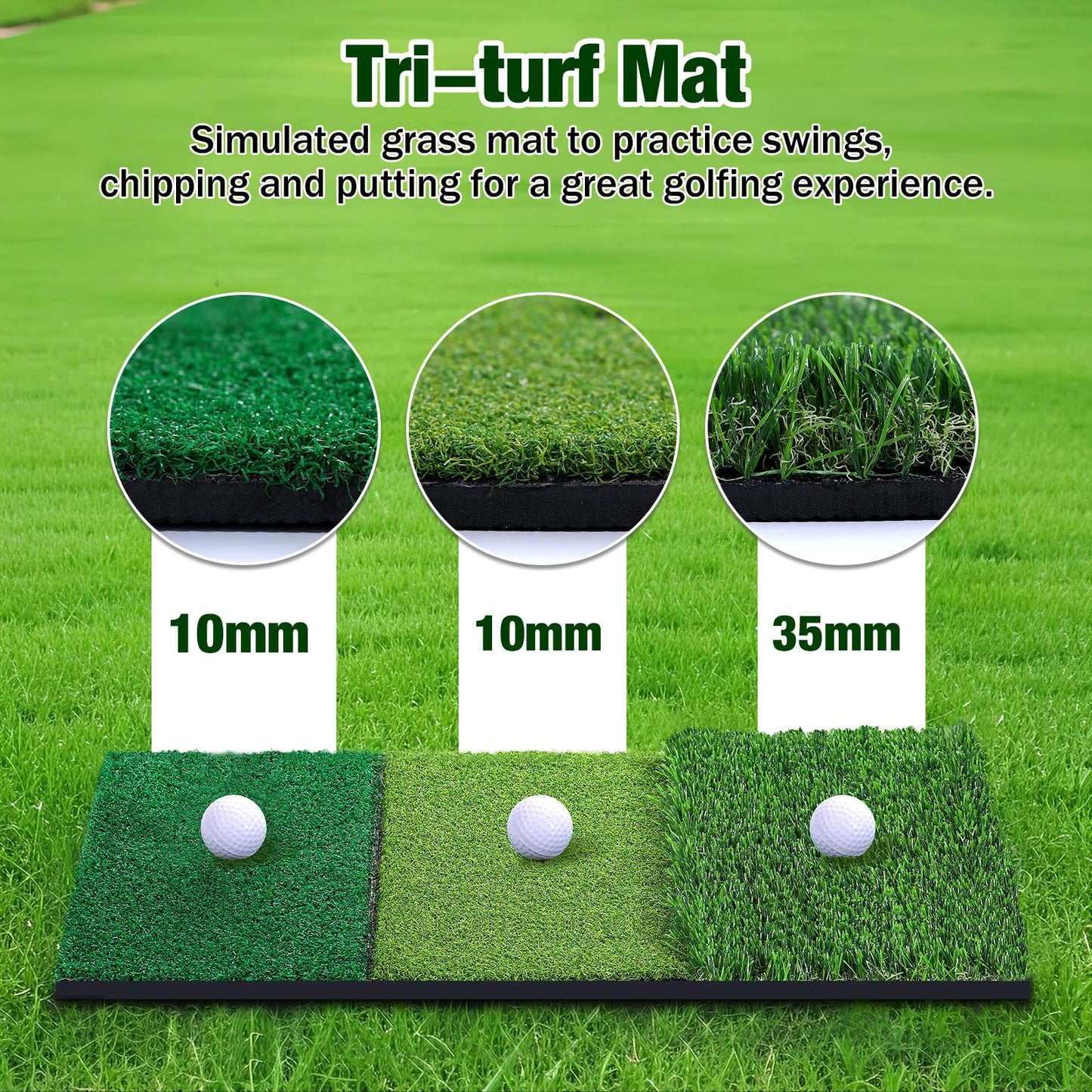 MoKo Golf Net with Practice Mat, 10 x 7 ft Golf Hitting Net for Outdoor Indoor Backyard Driving Chipping Swing Training, All-in-One Multi-Target Practice Nets, Gifts for Men Dad Him and Golfer, Black