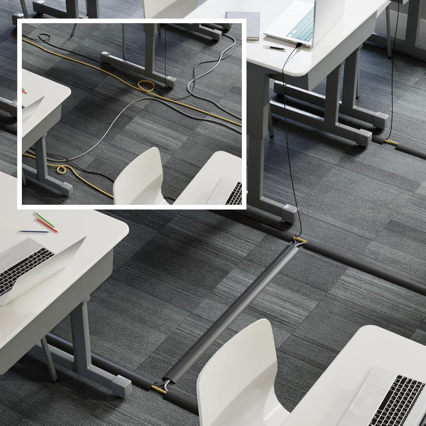 D-Line 6ft 0.63" 0.31" Floor Cord Cover, Cable Protector, Hide Extension Cords, Protect Cords, Prevent Cable Trips