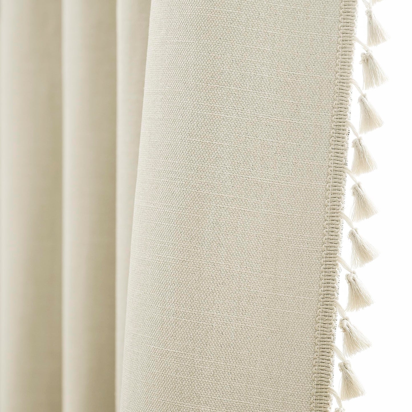 LIMON HOME Linen Blackout Curtains for Living Room 84 Inches Long Boho Black Out Curtains for Bedroom Thermal Insulated Light Blocking Drapes 2 Panels Set Noise Reduction Curtain