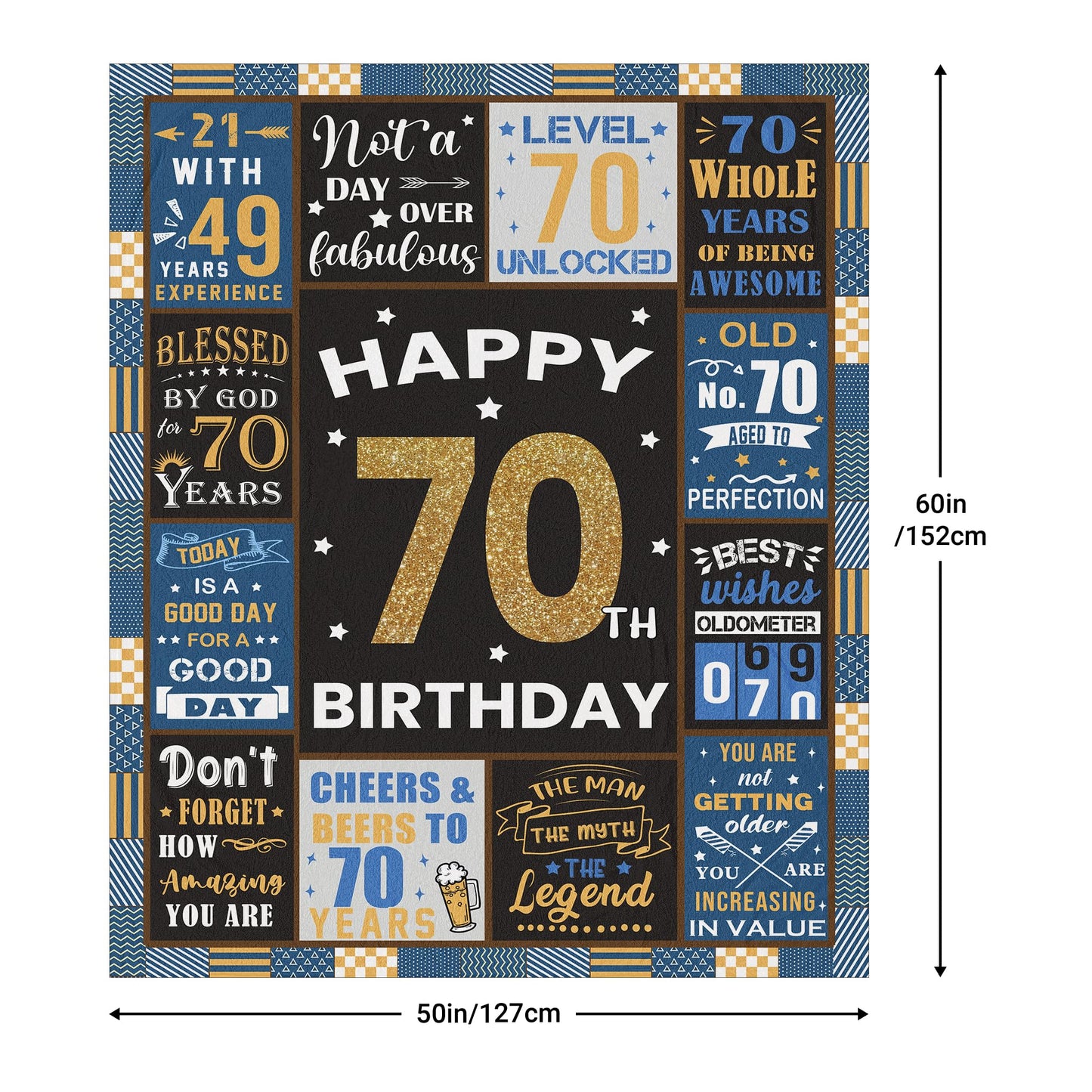 Wyhcxl 70th Birthday Gifts for Men, 70th Men Birthday Gift Ideas, Best Gifts for 70 Year Old Man, 70 Year Old Birthdays Gifts for Man, 1955 Birthdays Gifts for Dad Blanket 60"X 50"