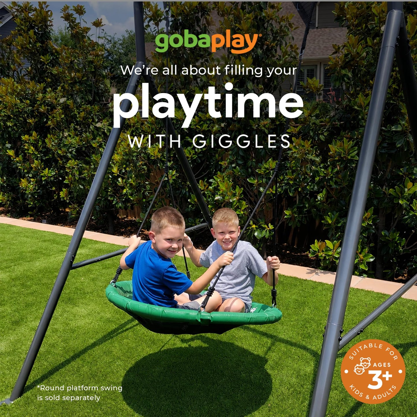 gobaplay Single Swing Set Frame, TitanFlex 6.7ft x 8.4ft Modular Metal Swingset - Outdoor & Backyard Playground Equipment for Kids (Frame Only)