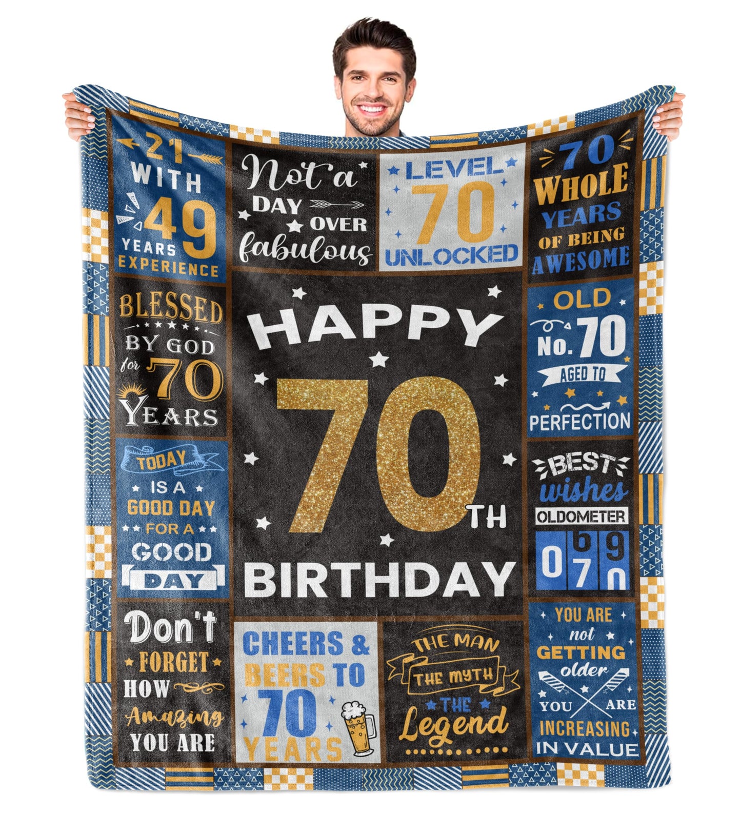 Wyhcxl 70th Birthday Gifts for Men, 70th Men Birthday Gift Ideas, Best Gifts for 70 Year Old Man, 70 Year Old Birthdays Gifts for Man, 1955 Birthdays Gifts for Dad Blanket 60"X 50"