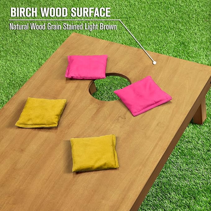 GoSports 4 ft x 2 ft Regulation Size Wooden Cornhole Boards Set - Includes Carrying Case - Full Regulation Size Bean Bag Toss Boards