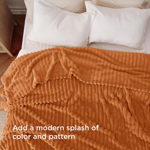 Bedsure GentleSoft Full Blanket - Cozy Orange Fleece Throw for Couch | Perfect Fall Gift, 84x90 Inches