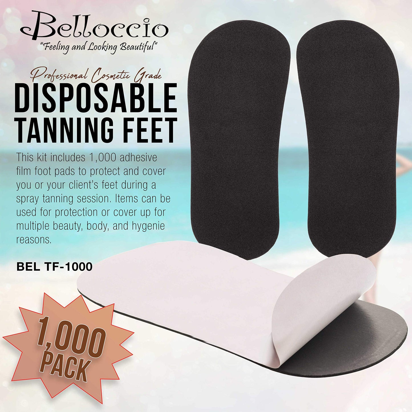 Belloccio 500 Pairs of Disposable Tanning Feet Pads (1000 Feet Total); Sunless Airbrush Spray Tanning Tent Foot Protection; (Color May Vary)