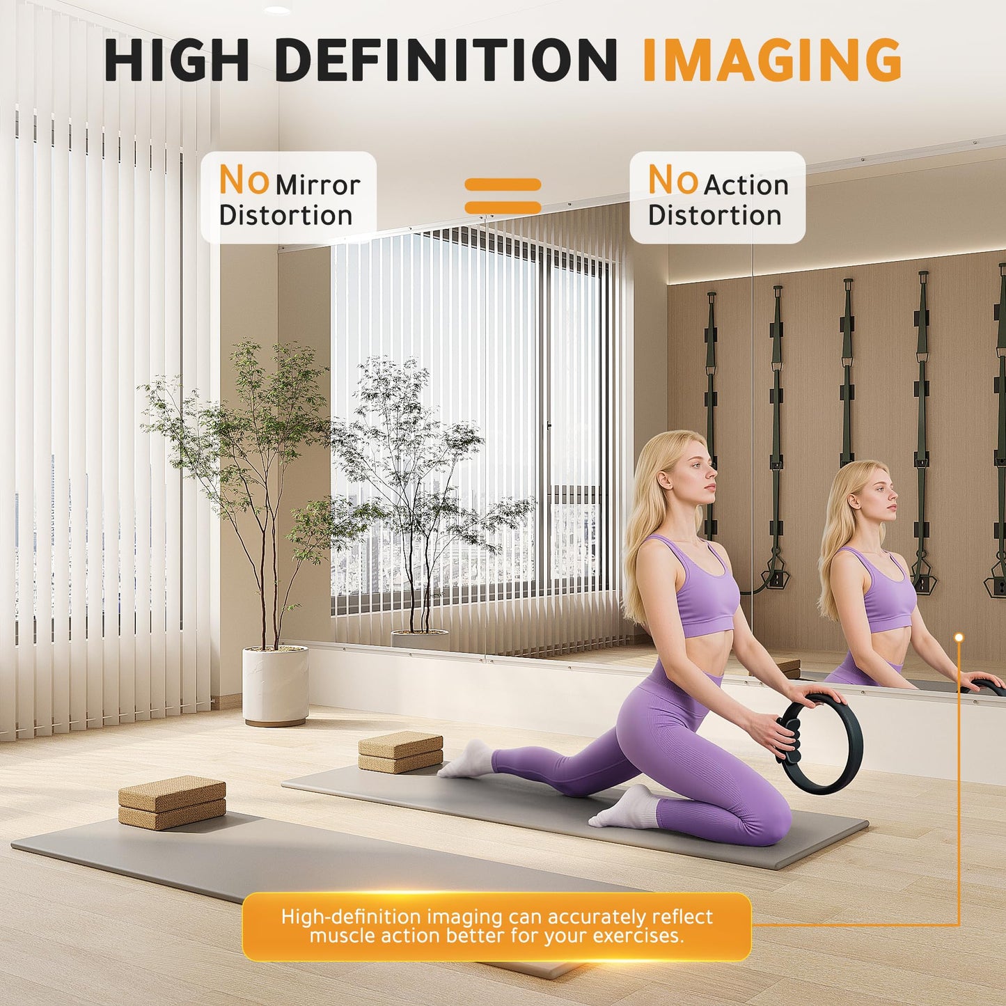 ROOMTEC Home Gym Mirror, 72"x 48"-1 PCS Frameless Gym Mirrors for Home Gym, Large Full Body Tempered Glass Wall Mounted Mirror for Yoga Room, Dance Studio, Workout Room