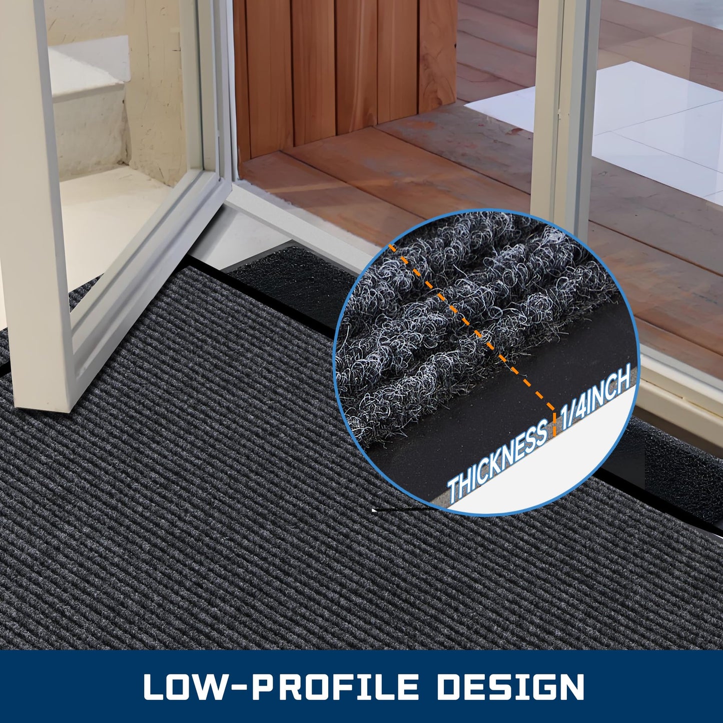 8'x4' Front Door Mat, Extra Large Indoor Outdoor Doormat, Heavy Duty Commercial Floor Mat, Non Slip Rubber Backing Welcome Mats for Entryway, High Traffic Area, Waterproof, Low-Profile, Easy to Clean