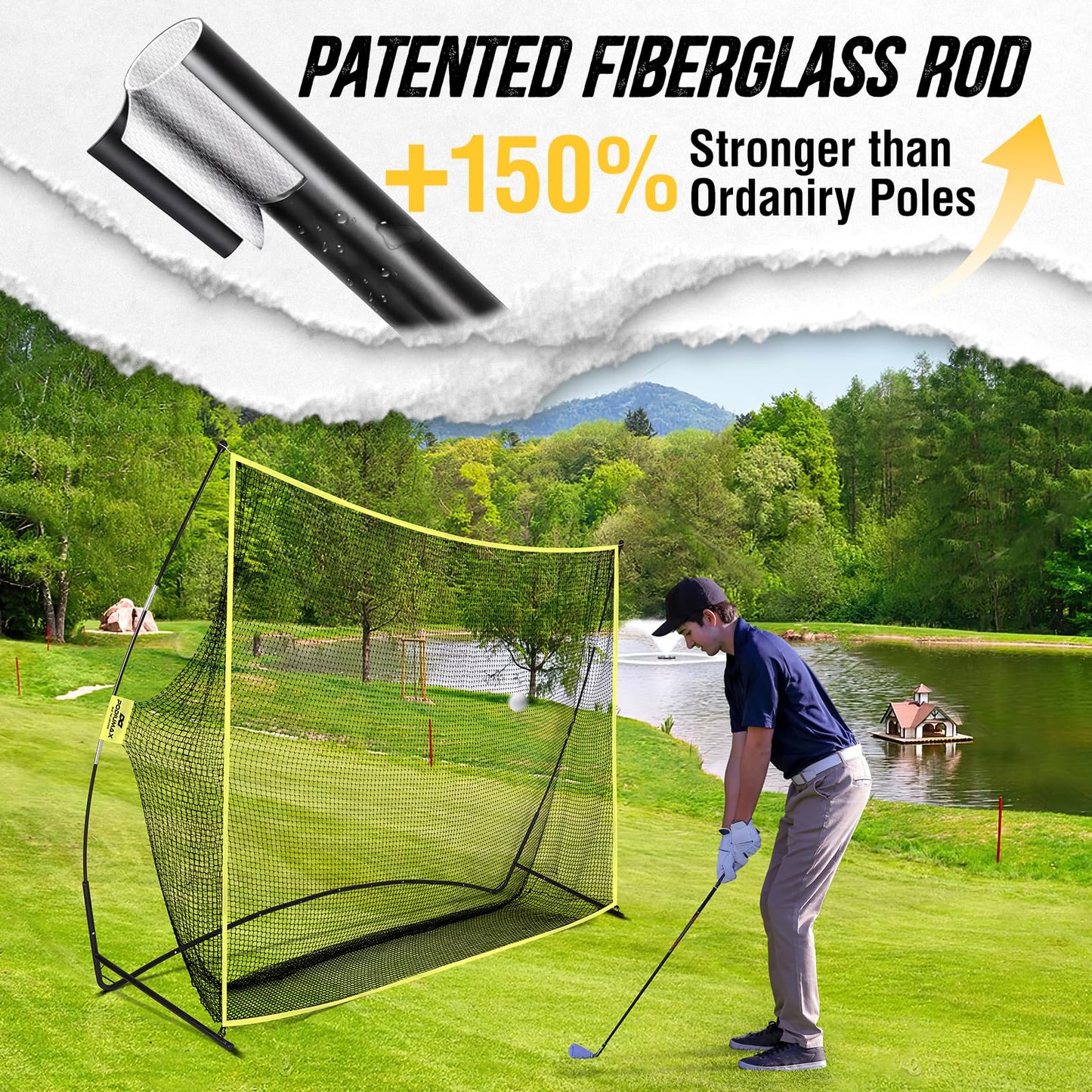 PodiuMax Golf Net, 10x7ft Golf Practice Net, Hitting Nets for Backyard Garage, Improve Chipping Putting Pitching, Gift for Men & Golfers
