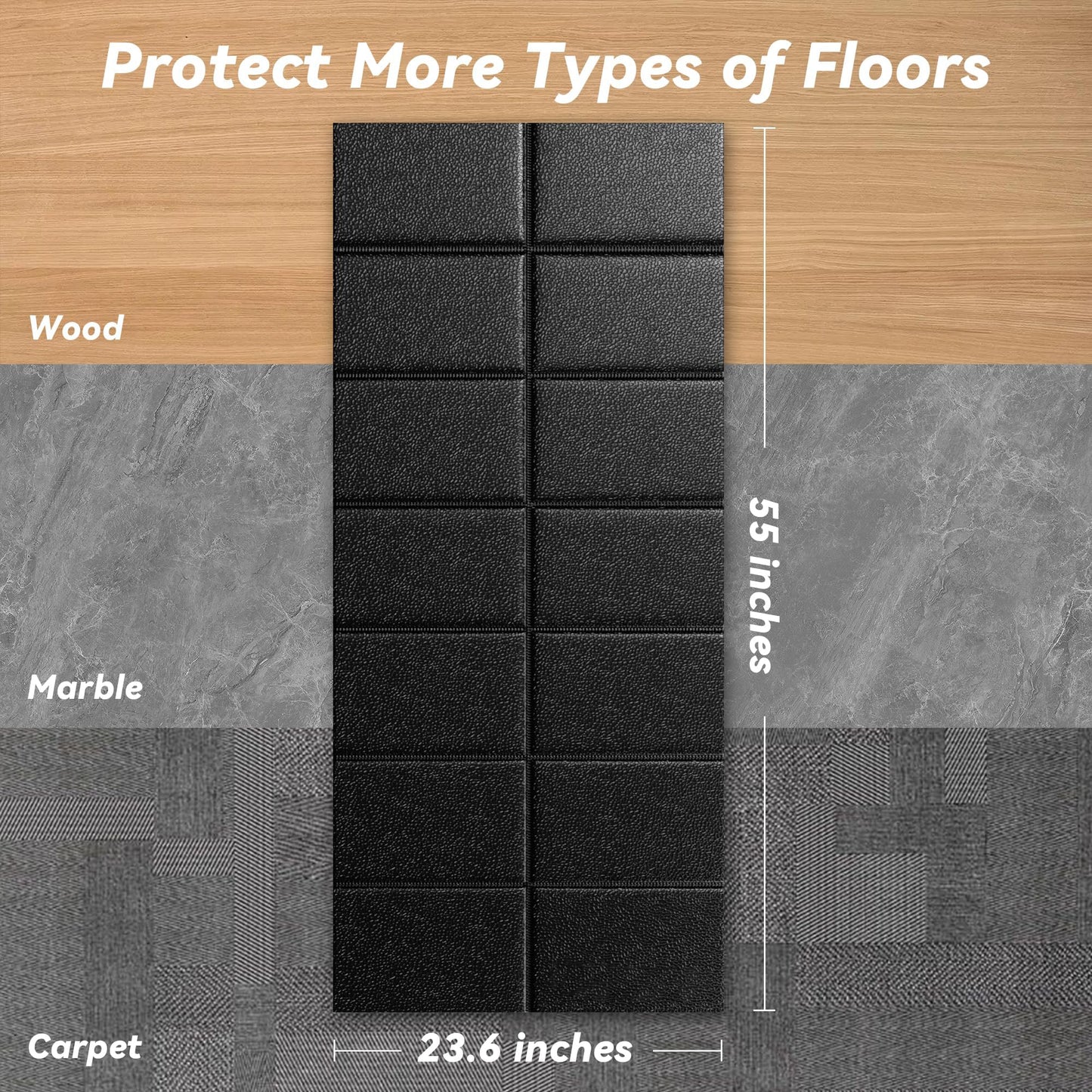 Walking Pad Mat for Carpet and Hardwood Floors, 1/4" Thick Foldable Treadmill Mat for Floor Protection, Non-Slip High Density for Bike, Elliptical, Home Gym Use