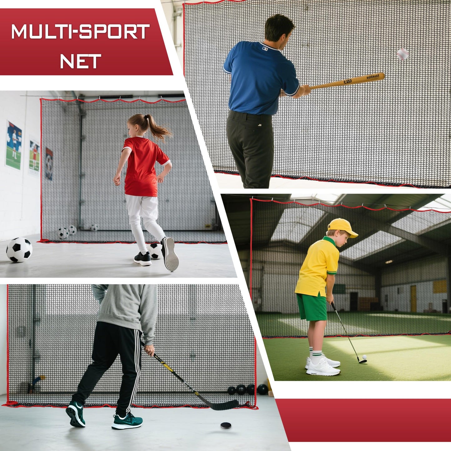 FRANKTECH Golf Netting, 10ft, 15ft, 20ft Sports Netting - Heavy Duty High Impact Multi-Sport Practice Net for Golf, Baseball, Soccer, Hockey, Lacrosse, Backyard Driving & Training Barrier