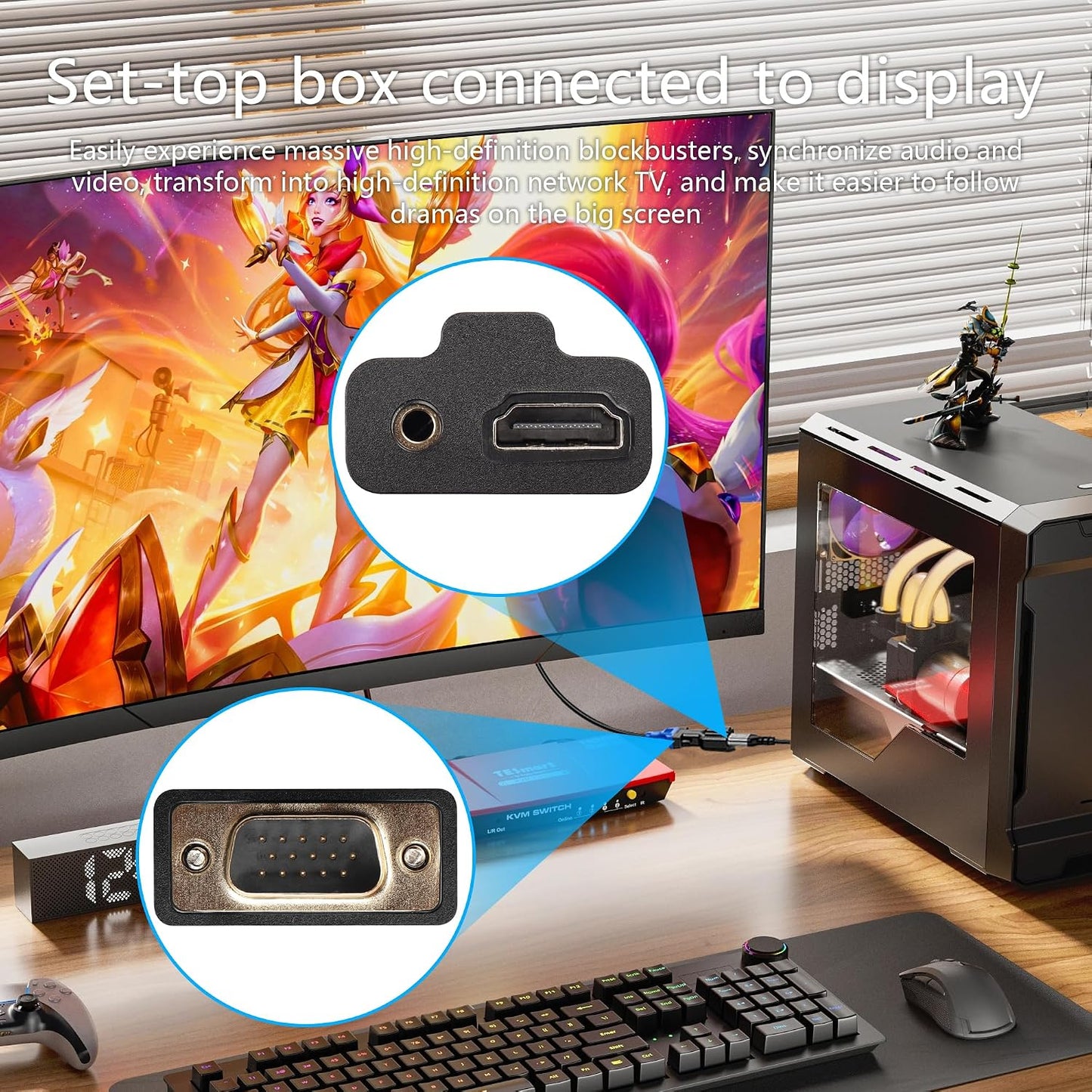 CERRXIAN 3.5mm 1080P@60Hz HDMI to VGA Adapter with Audio Jack Cable,Gold Plated HDMI to VGA Digital Video Converter